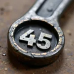 Close-up view of an American Car & Foundry Company Tool Badge 45