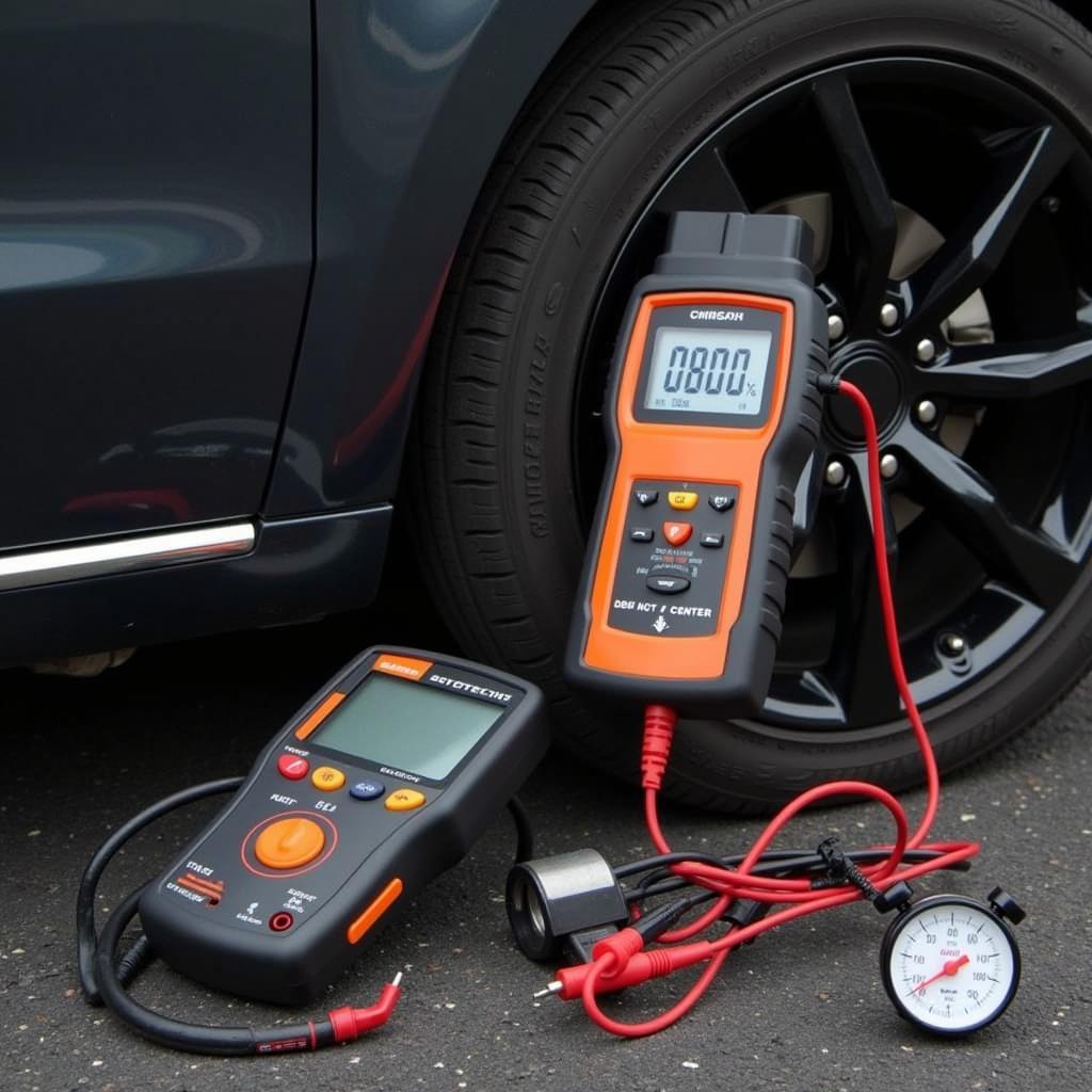 Advanced Car Safety Tools including OBD2 Scanner and Multimeter