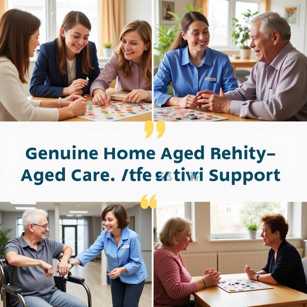 Aged care staff interacting with residents