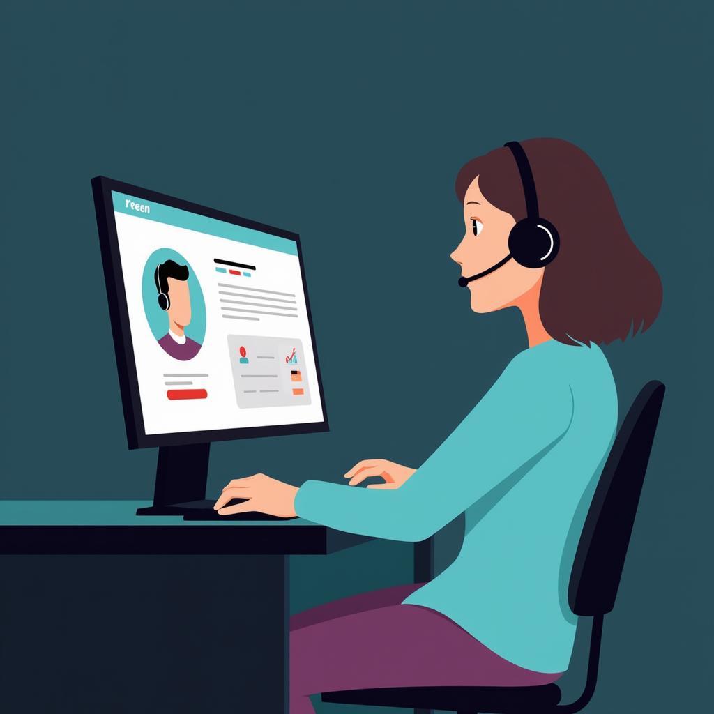 Customer Support Agent utilizing software to address a customer query