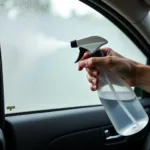 Applying Anti-Fog Spray to Car Window