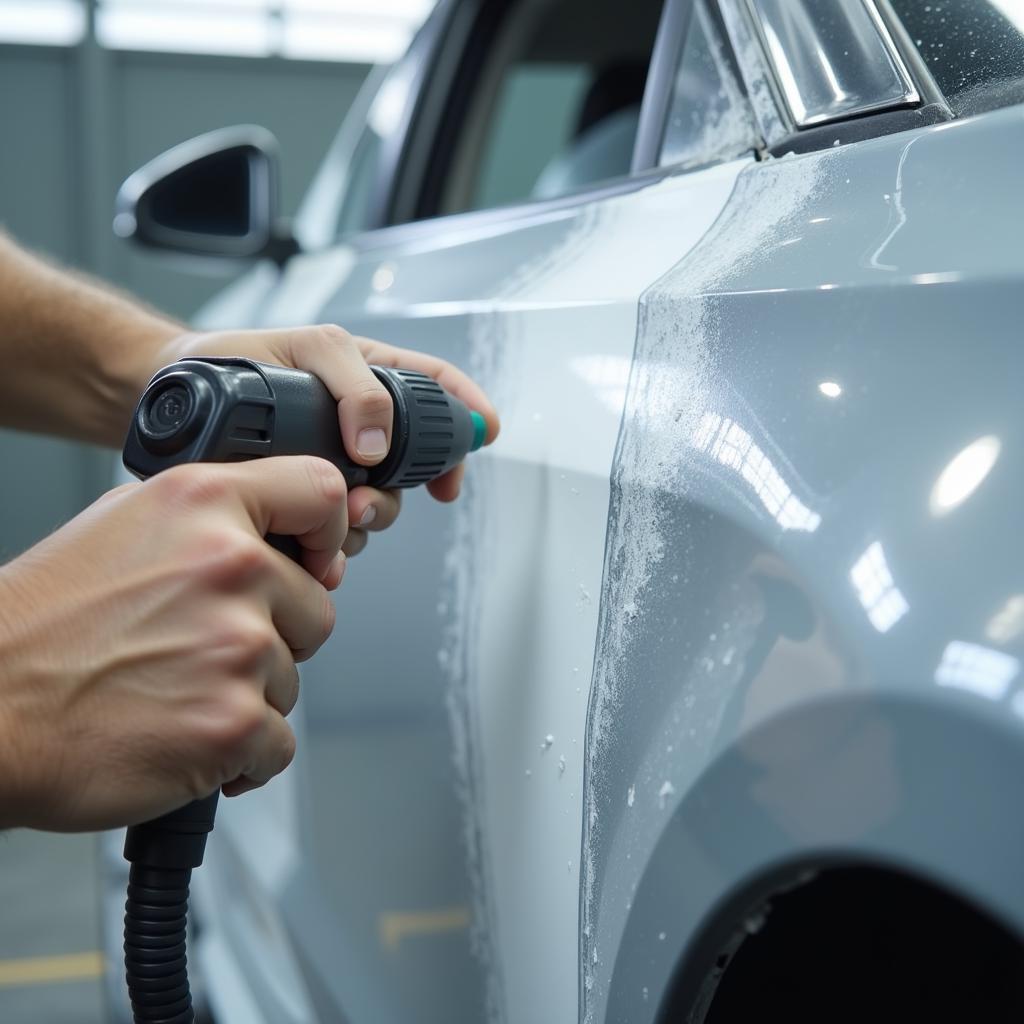 Applying Car Paint on Test Panel