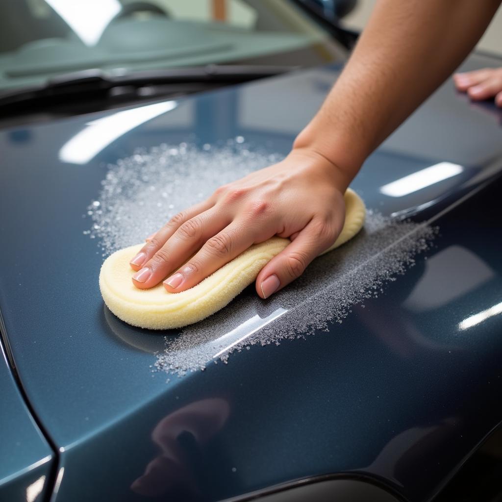 Applying Car Wax with Applicator Pad