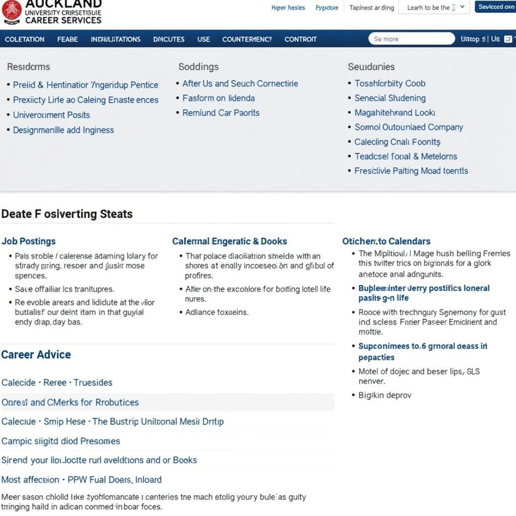 Auckland University Career Services Website