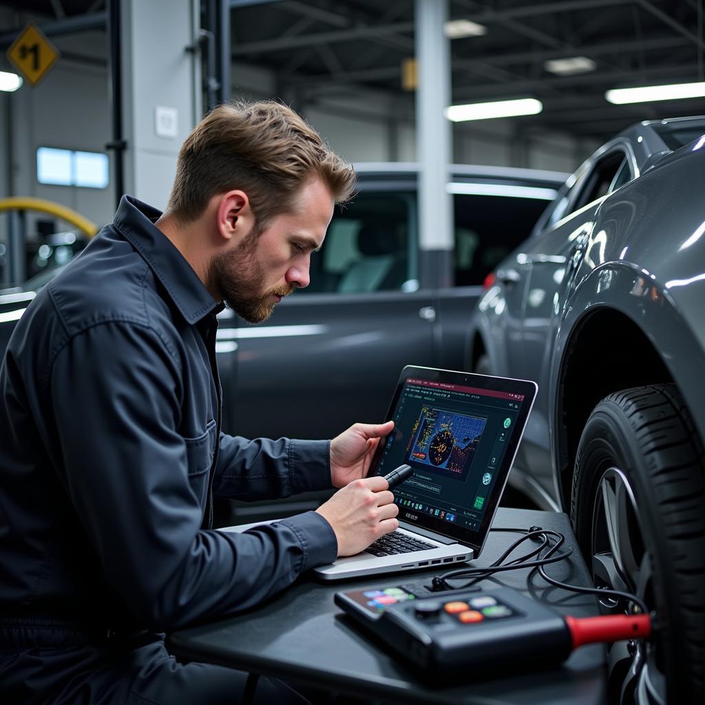 Automotive Diagnostic Technician at Work