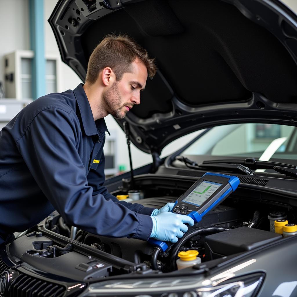 Automotive Technician Working on a Car