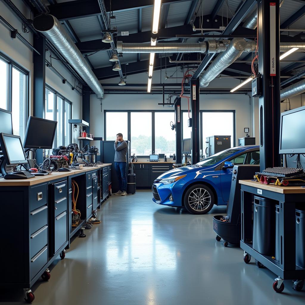 Automotive Tooling and Diagnostic Equipment in a Modern Workshop