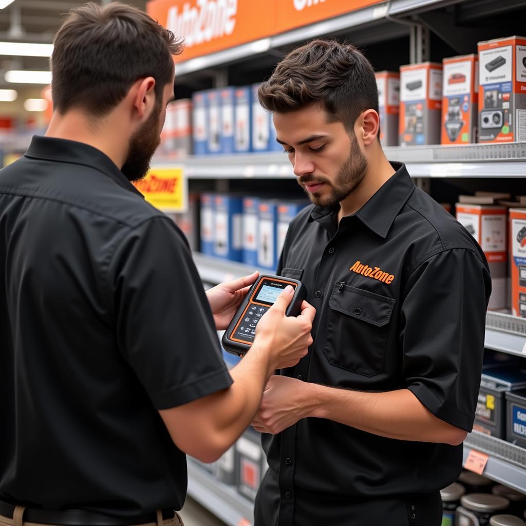 Autozone Employee Assisting Customer