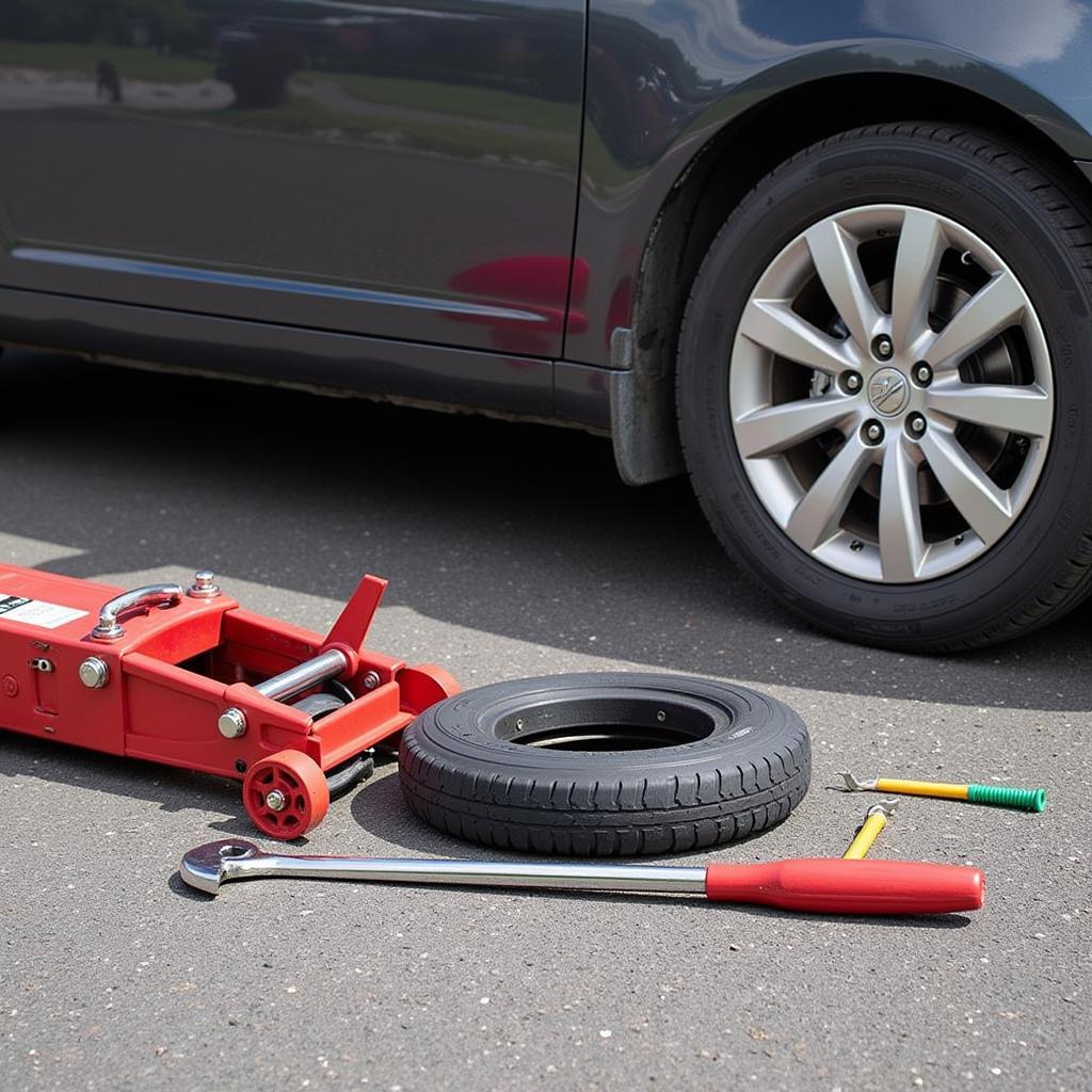 Essential Car Tools: Jack, Lug Wrench, Spare Tire