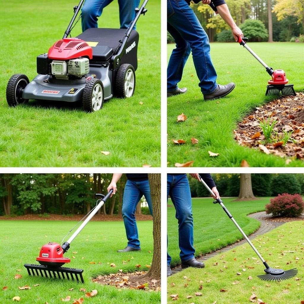 Basic Lawn Care Tools in Action: Mowing, Trimming, and Raking