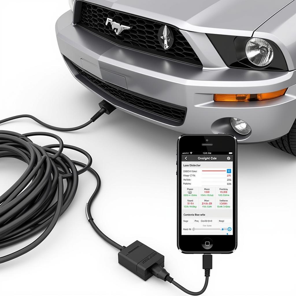 Smartphone connected to a Bluetooth OBD dongle