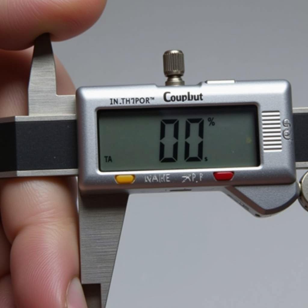 Caliper showing a measurement error due to improper calibration