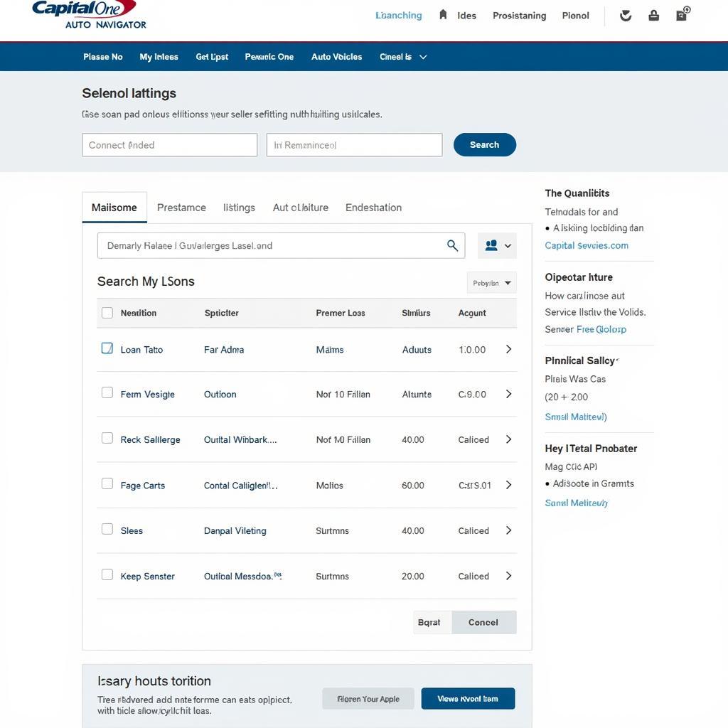 Capital One Auto Navigator Interface