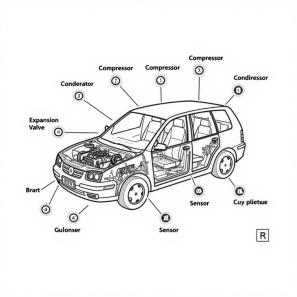 Diagram of Car AC System Components