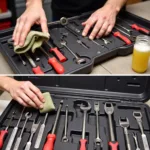 Cleaning and storing a car clip tool kit.