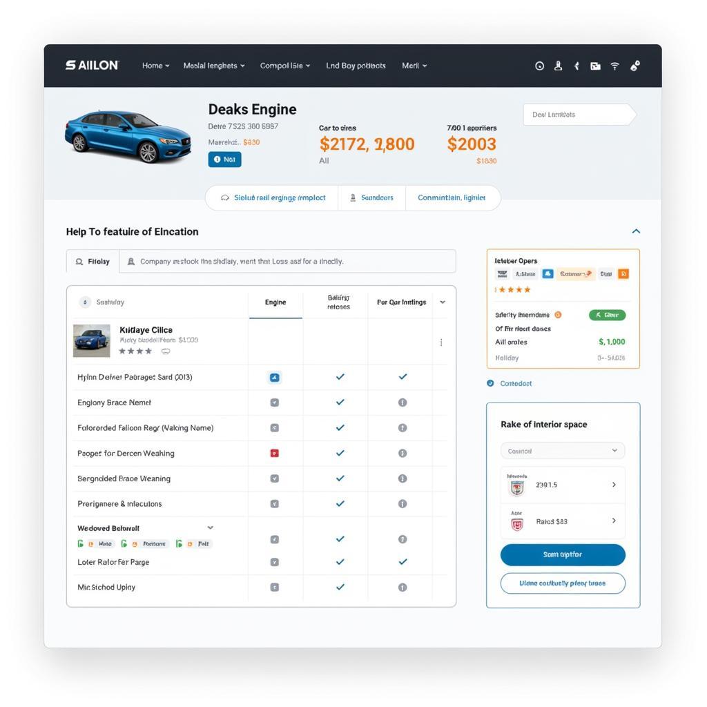 Car Comparison Tool Key Features