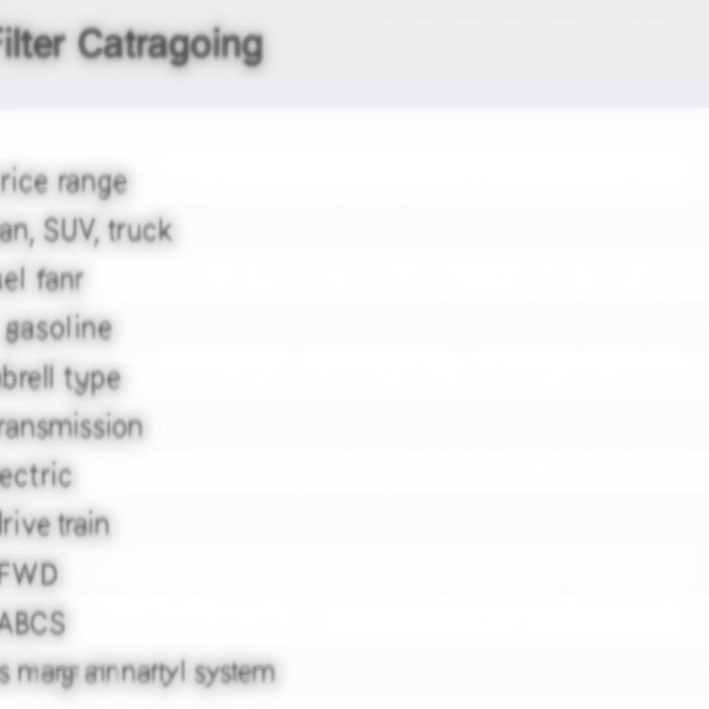 Car Comparison Tool Filters