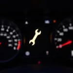 Car Dashboard with Wrench Light Illuminated