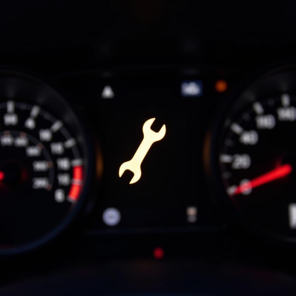 Car Dashboard with Wrench Light Illuminated