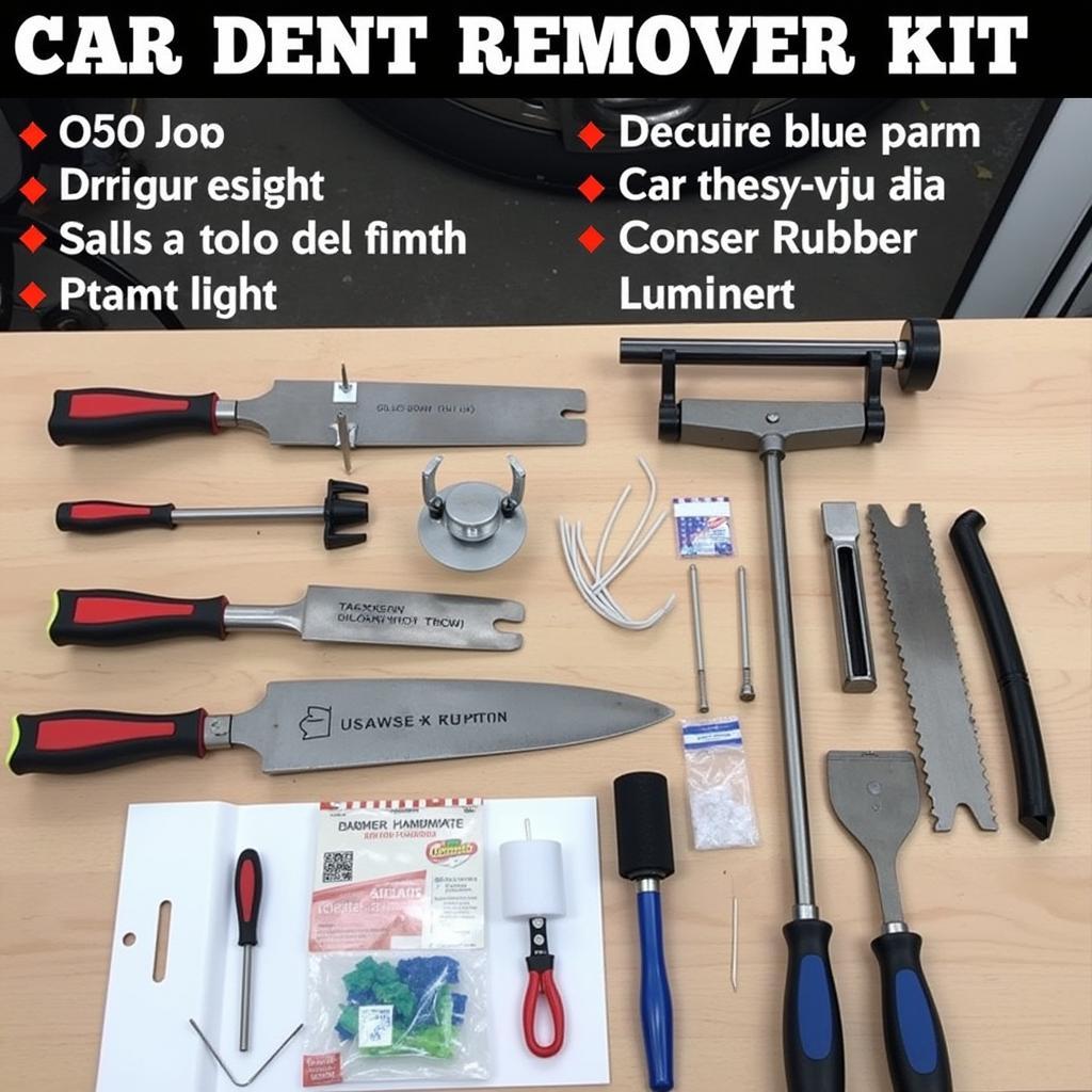 Car Dent Remover Kit with Various Tools and Accessories