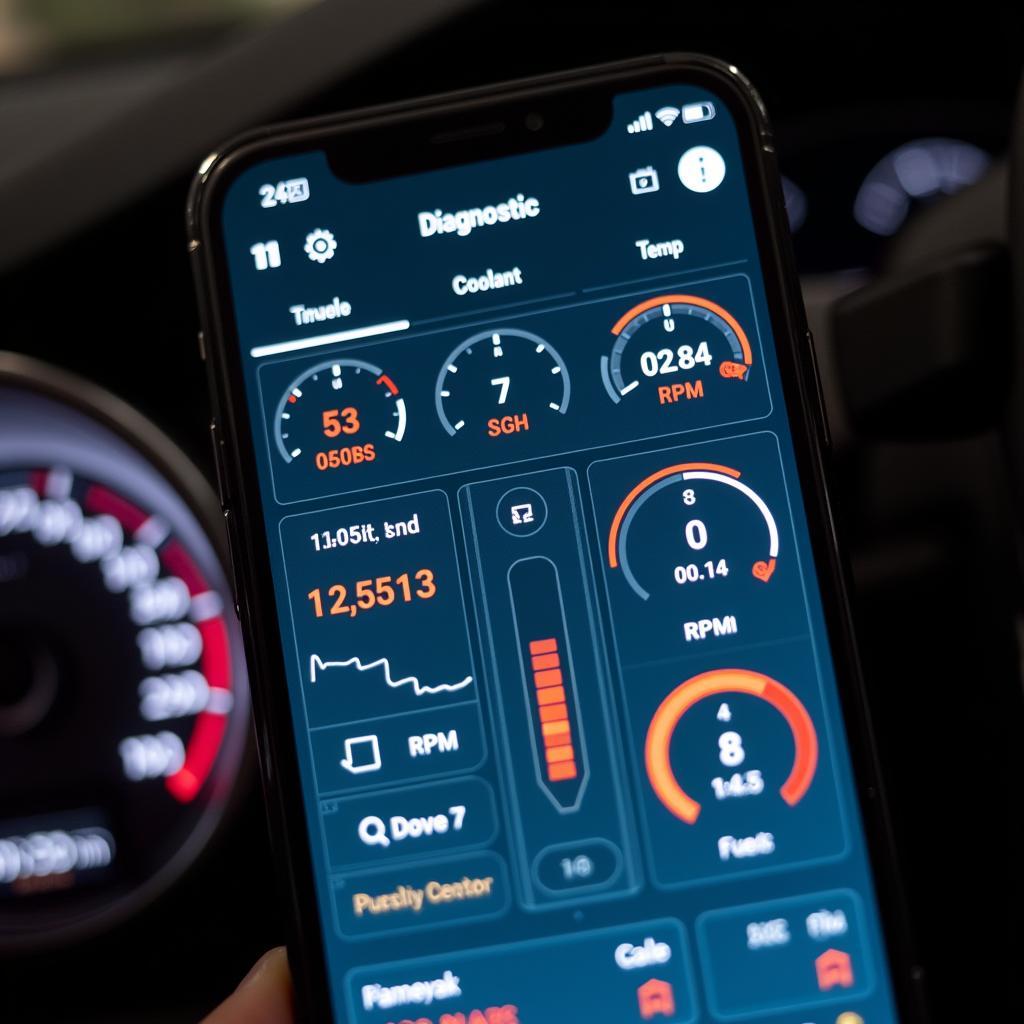 Car Diagnostic App Interface on Smartphone