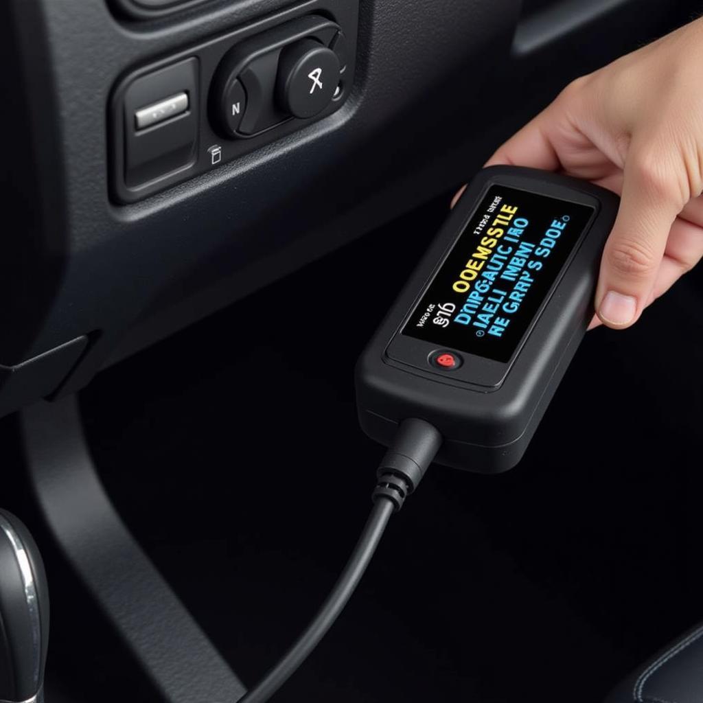 Car Diagnostic Tool Code Reader Connected to OBD Port