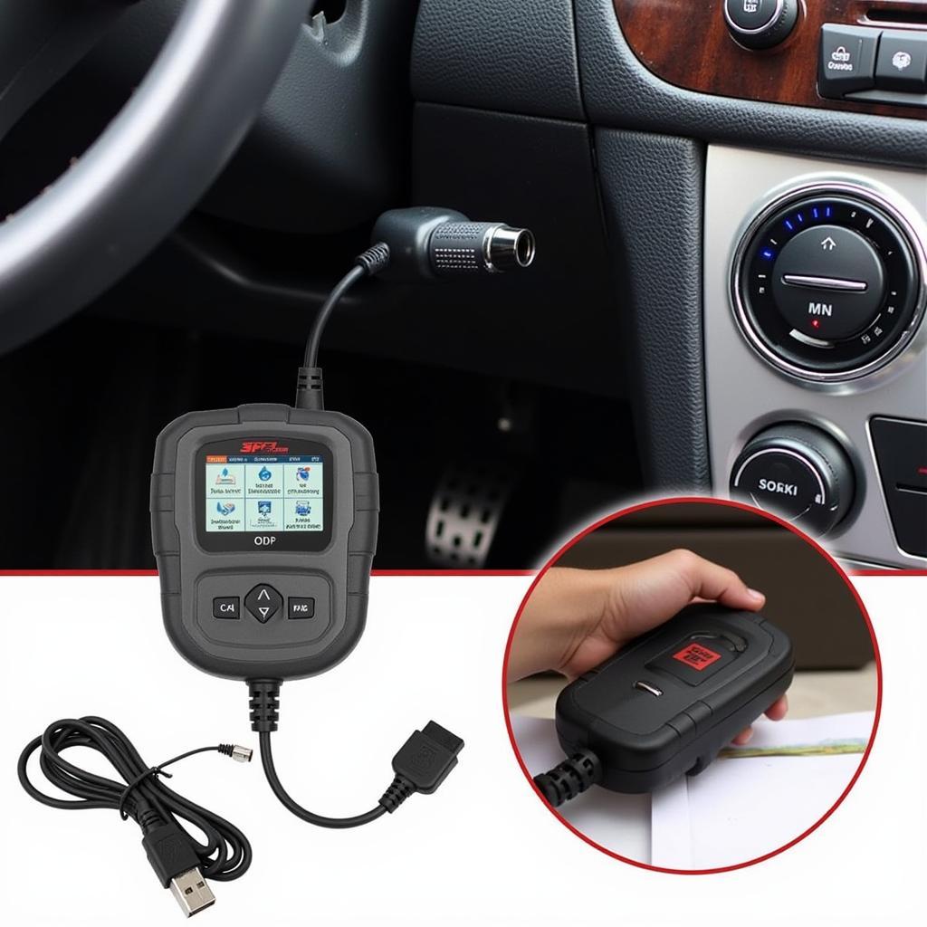 Car Diagnostic Tool Connected to OBD2 Port