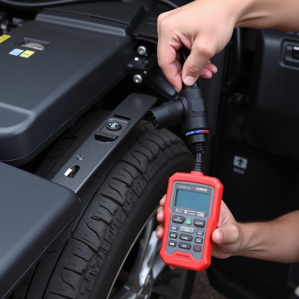 Mechanic Using a Car Diagnostic Tool