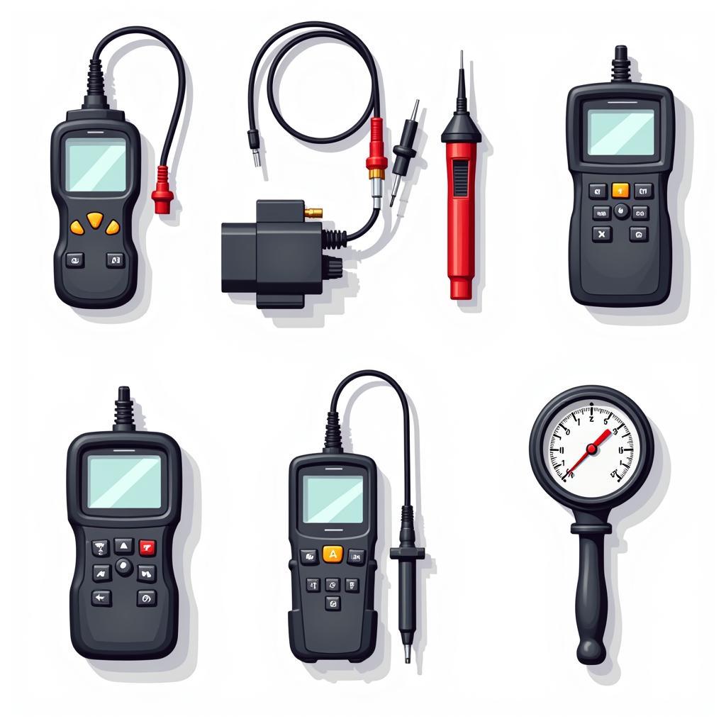 Vector clipart of car diagnostic tools