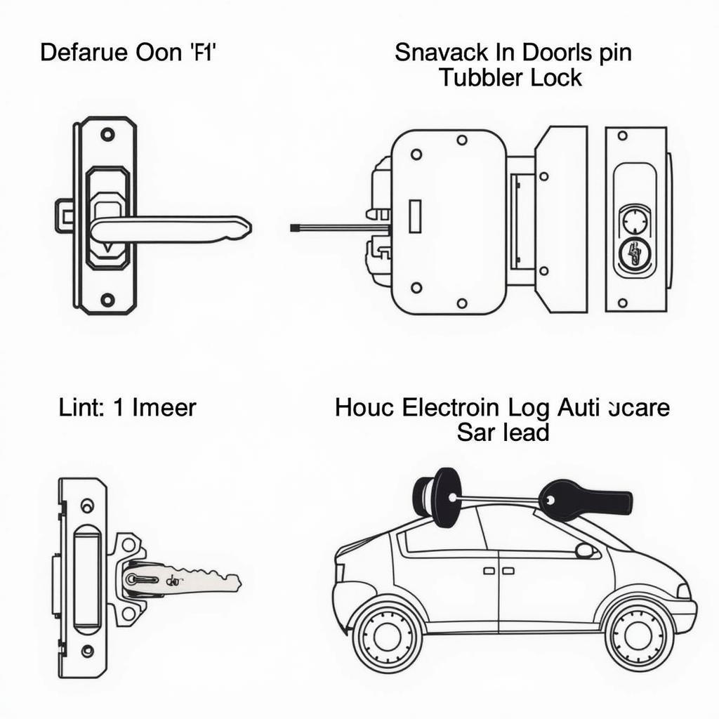 Various car door lock mechanisms requiring different unlocking tools