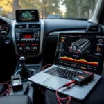 Car ECU Tuning Tools Displayed on a Car Dashboard