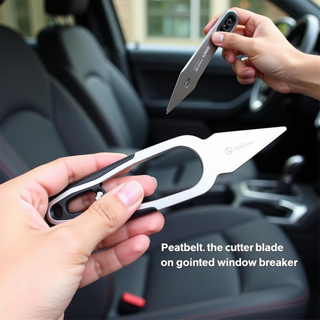 Combination Car Escape Tool with Seatbelt Cutter and Window Breaker