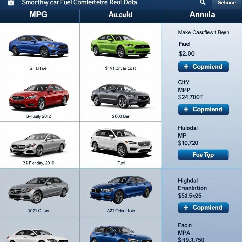 Car Fuel Comparison Tool Interface