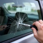 Car Glass Hammer Tool in Action