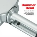 Car Hammer Emergency Tool Hammerhead - Close-up view of the hardened steel hammerhead with its pointed tip.