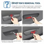 Removing a car interior panel with a specialized tool.