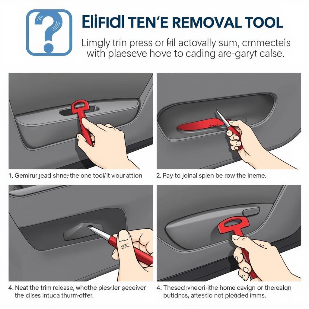 Removing a car interior panel with a specialized tool.