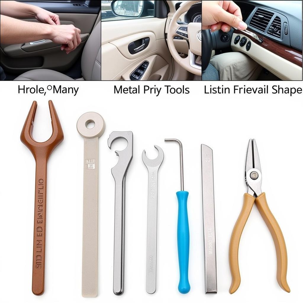 A set of various car interior pry tools