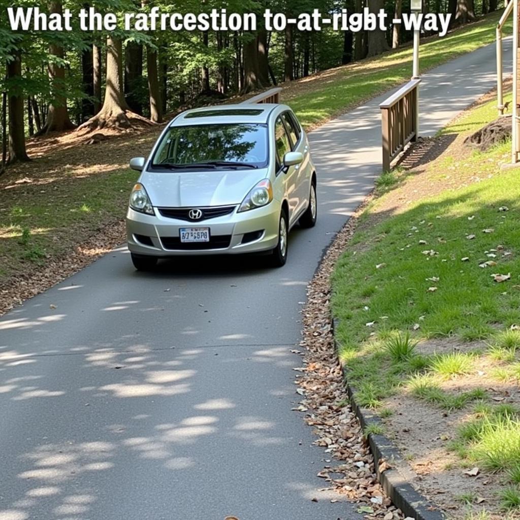 Car navigating steep driveway with ramp