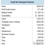 Car Repair Estimate Cost Breakdown