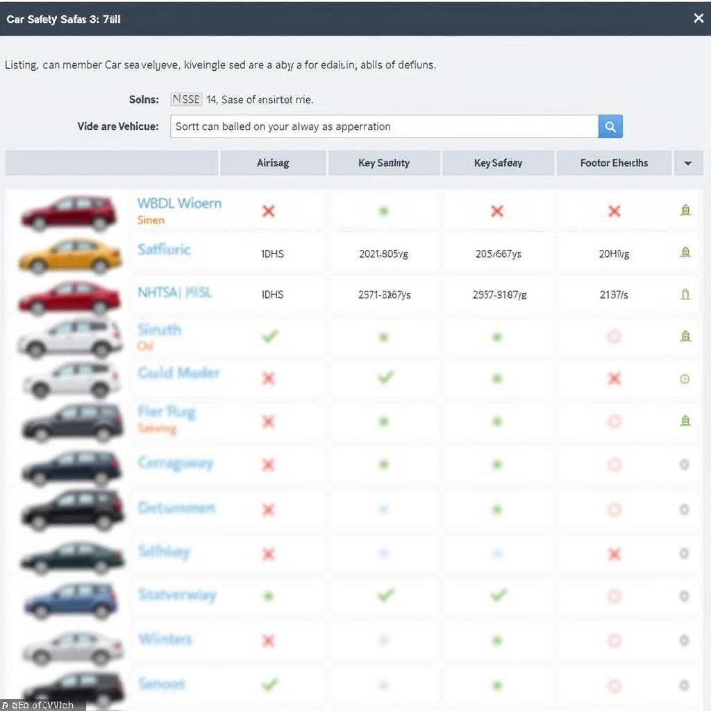 Car Safety Comparison Tool Interface