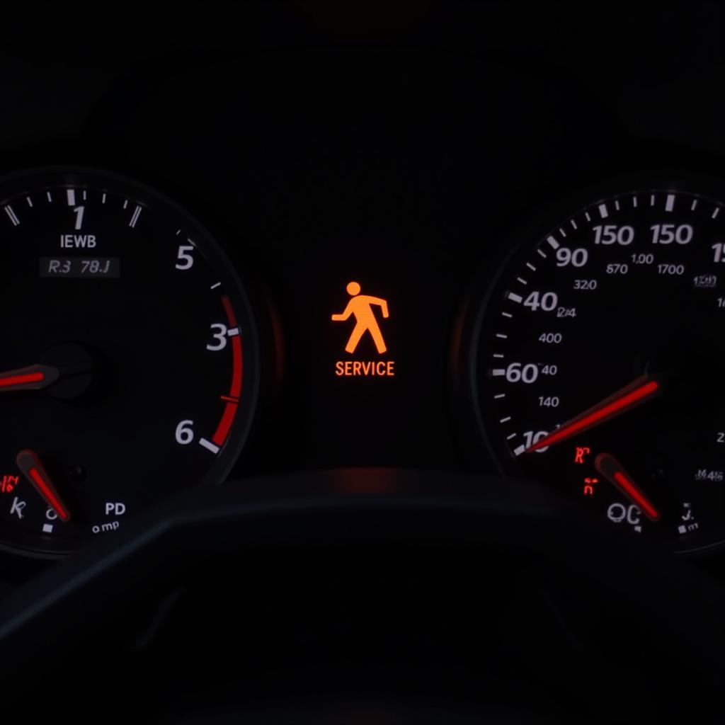 Car Service Light Illuminated on Dashboard