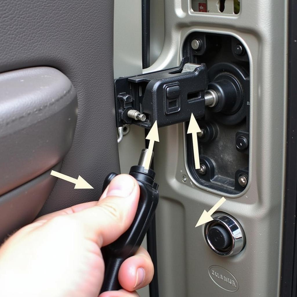 Damaged Car Door Lock from Slim Jim