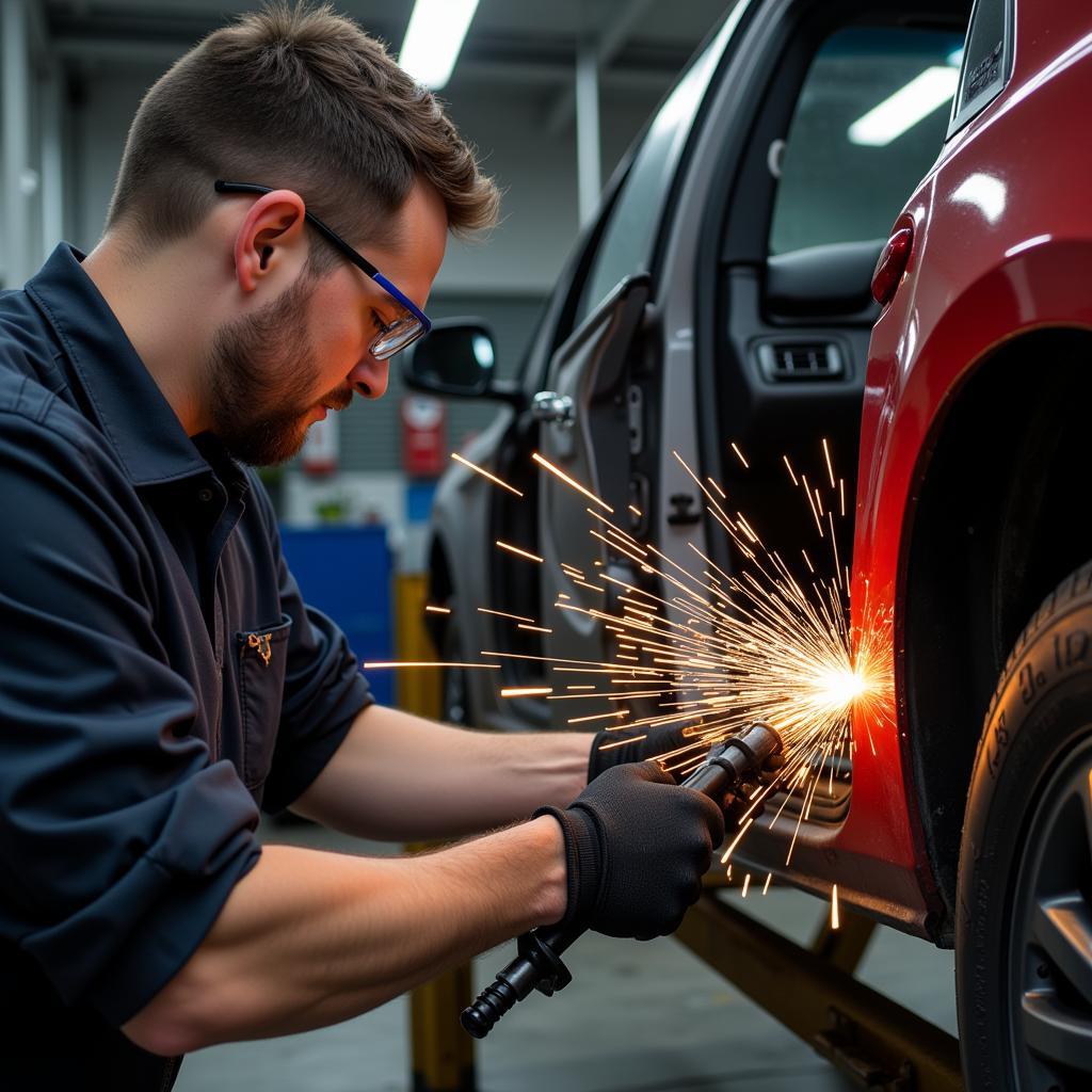 Car Tool Frame Straightener in Action