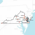 Map of Car Tool Stores in Virginia