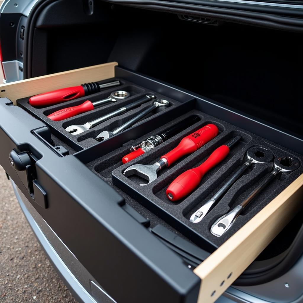 Organized Car Trunk Tool Drawer