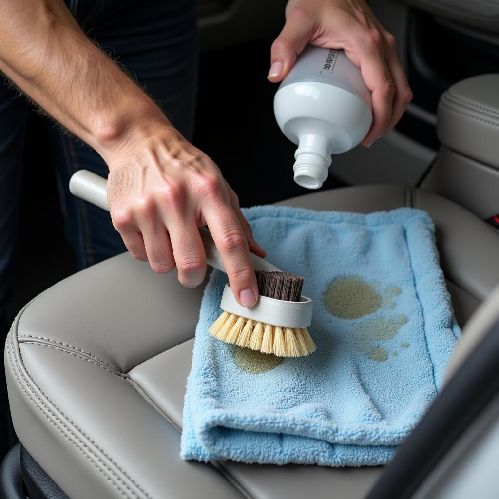 Car Upholstery Cleaning in Progress