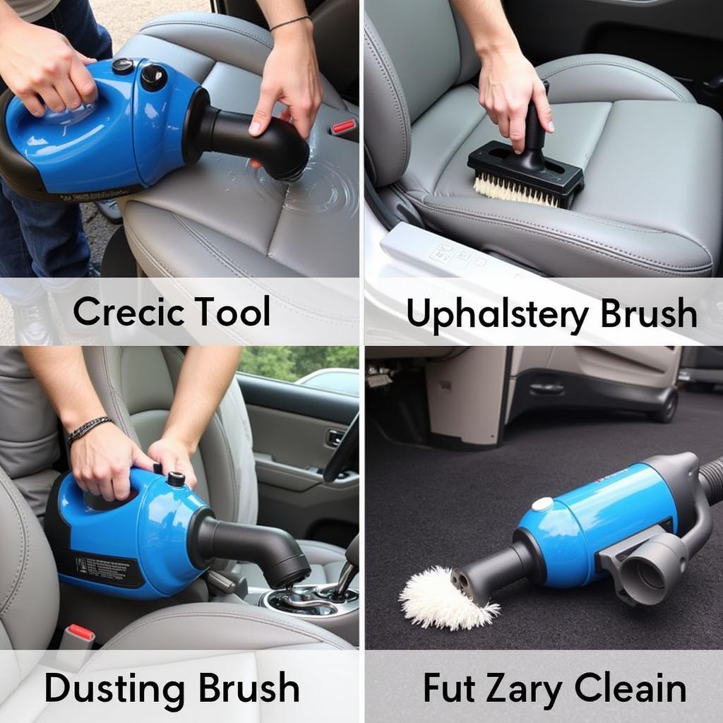 Car valeting vacuum tools being used to clean a car interior