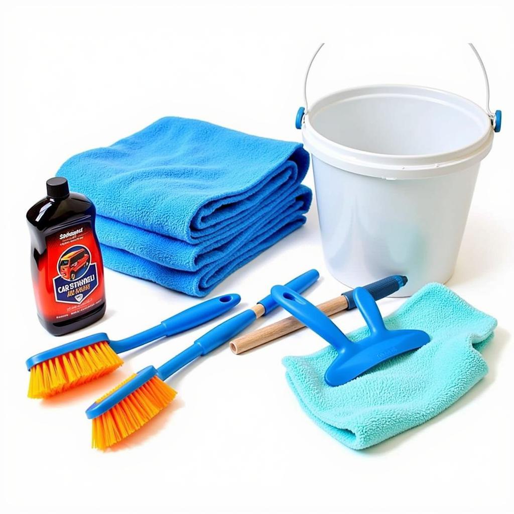 Car Wash Tools Kit: Essential supplies for a thorough car cleaning.