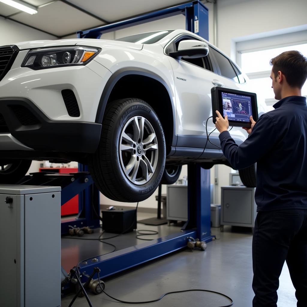 Car Wheel Alignment Process in a Professional Garage